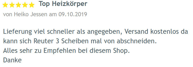 Kundenbewertung Heiko J. Kundenbewertung Heiko J.